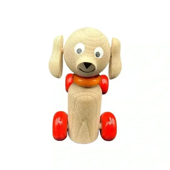 WOODEN ABACUS DOGGIE PUSH TOY TOXIC FREE PAINT HANDMADE LEARNING COUNTING TOOL - Picture 4 of 13